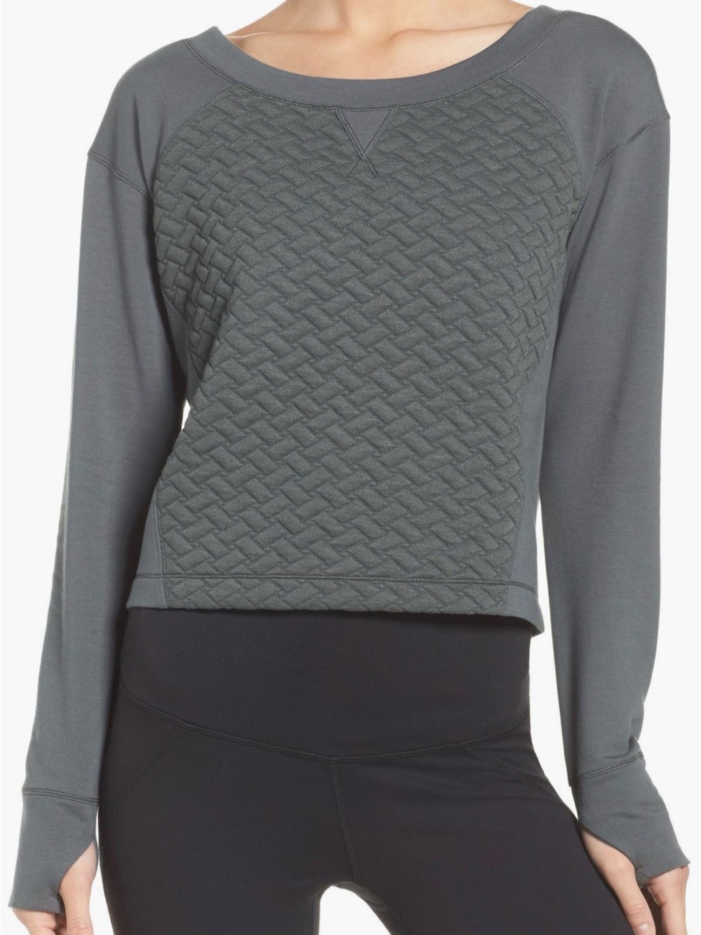Zella Dance Off Crop Pullover in Grey Urban